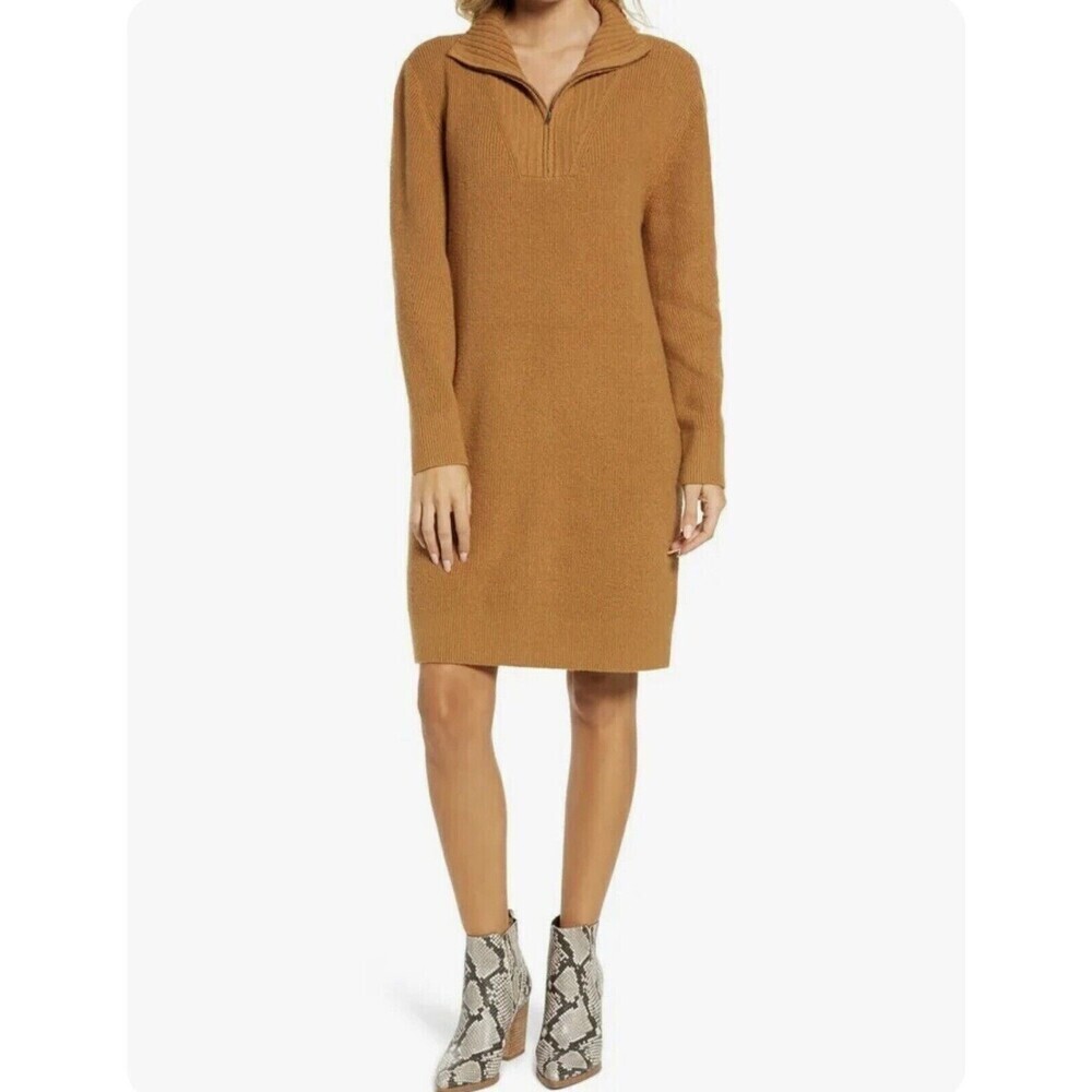 Treasure & Bond Women's Long Sleeve Mock Neck Sweater Dress Size XXS fit bigger